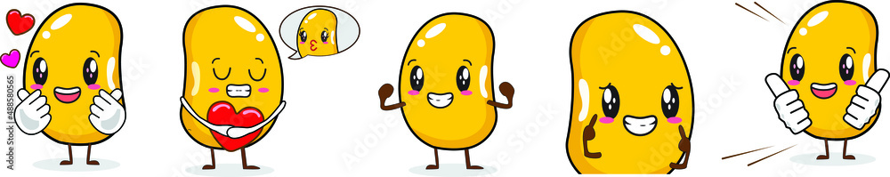 illustration vector bean cartoon character cute style bright illustration vector bean cartoon character cute style bright