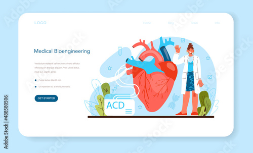 Bioengineering web banner or landing page. Biotechnology, gene