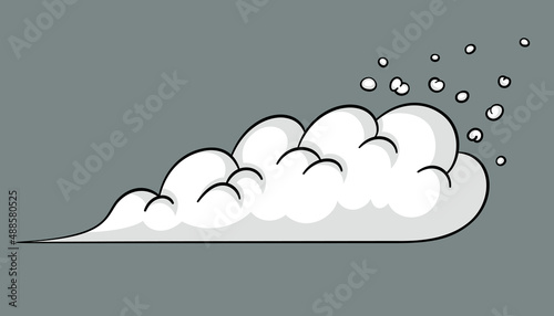 Comic cloud or smoke, cartoon vector motion effects, and explosions