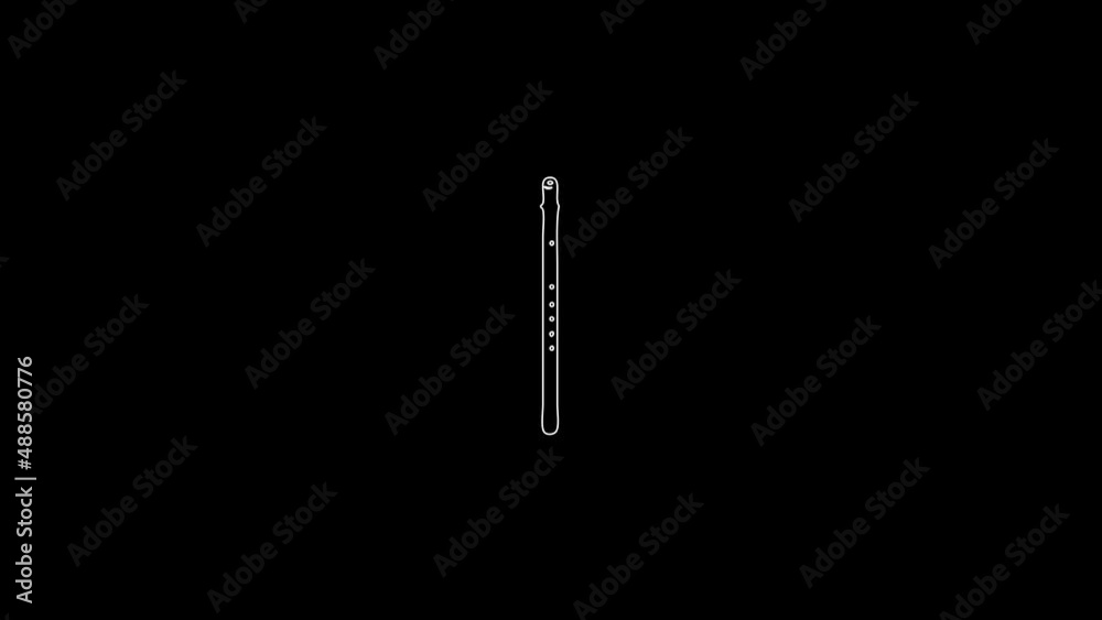 white linear reed pipe silhouette. the picture appears and disappears on a black background. white linear reed pipe silhouette. the picture appears and disappears on a black background.