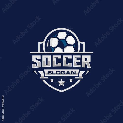 Soccer team emblem logo design vector illustration