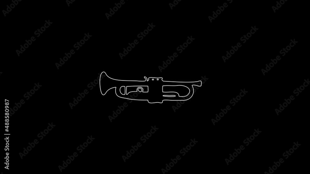 white linear tube silhouette. the picture appears and disappears on a black background. white linear tube silhouette. the picture appears and disappears on a black background.