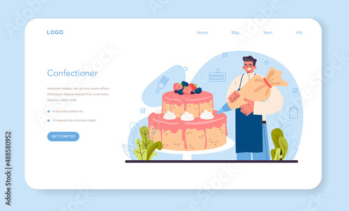 Confectioner web banner or landing page. Professional confectioner