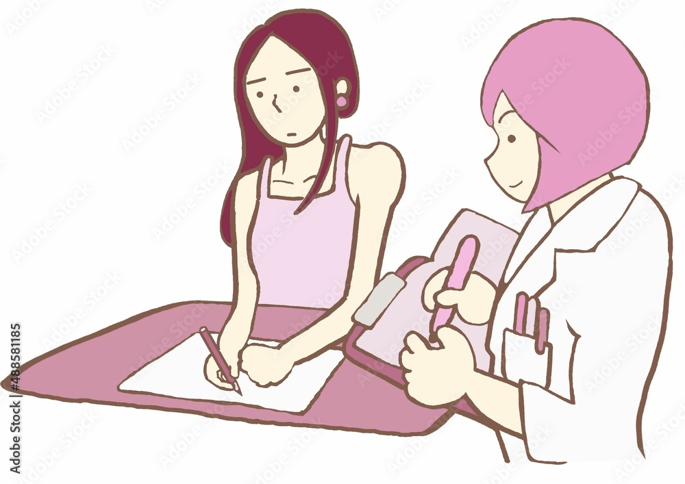 パーソナリティ障害 臨床心理士の心理検査を受ける女性のイラスト シンプル パーソナリティ障害 臨床心理士の心理検査を受ける女性のイラスト シンプル