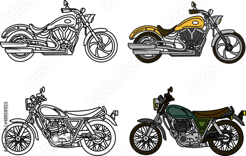 motorbike vector image for coloring book.