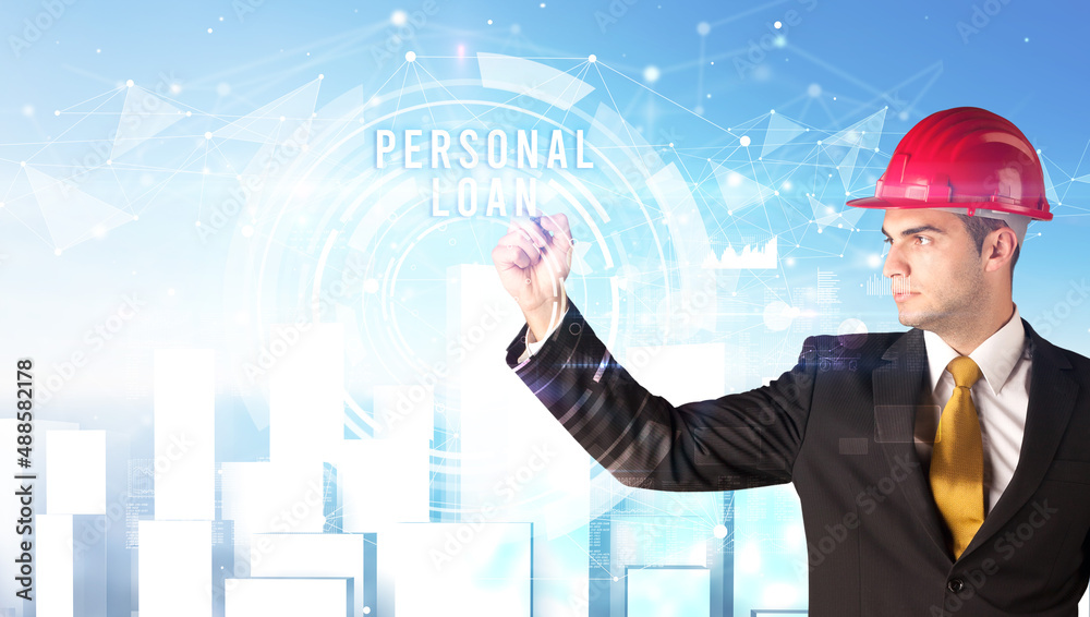 Handsome businessman with helmet drawing Handsome businessman with helmet drawing