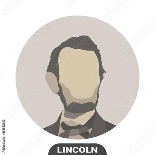 Abraham Lincoln, American lawyer and statesman, 16th president of the United States. Vector portrait on white background