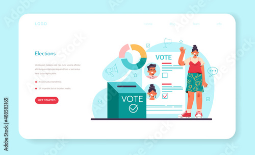 Political scientist web banner or landing page. Studying of political ideas