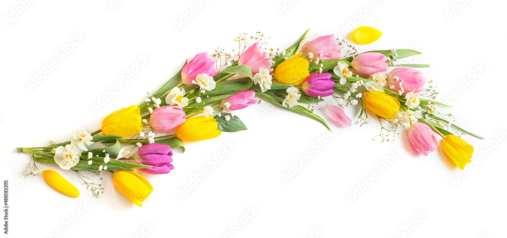 Fototapeta premium spring flowers on isolated white background