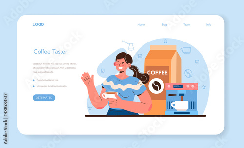 Food critic web banner or landing page. Professional writer making review
