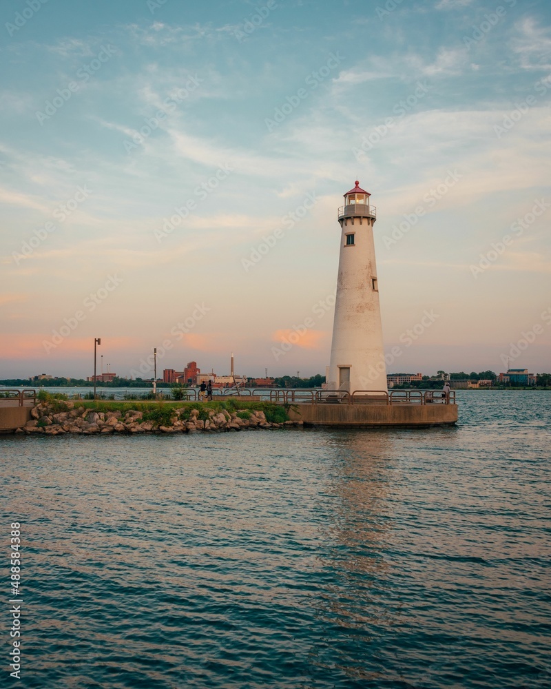 The Milliken State Park Lighthouse, in Detroit, Michigan