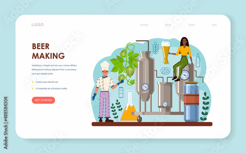 Brewery web banner or landing page. Craft beer production, modern