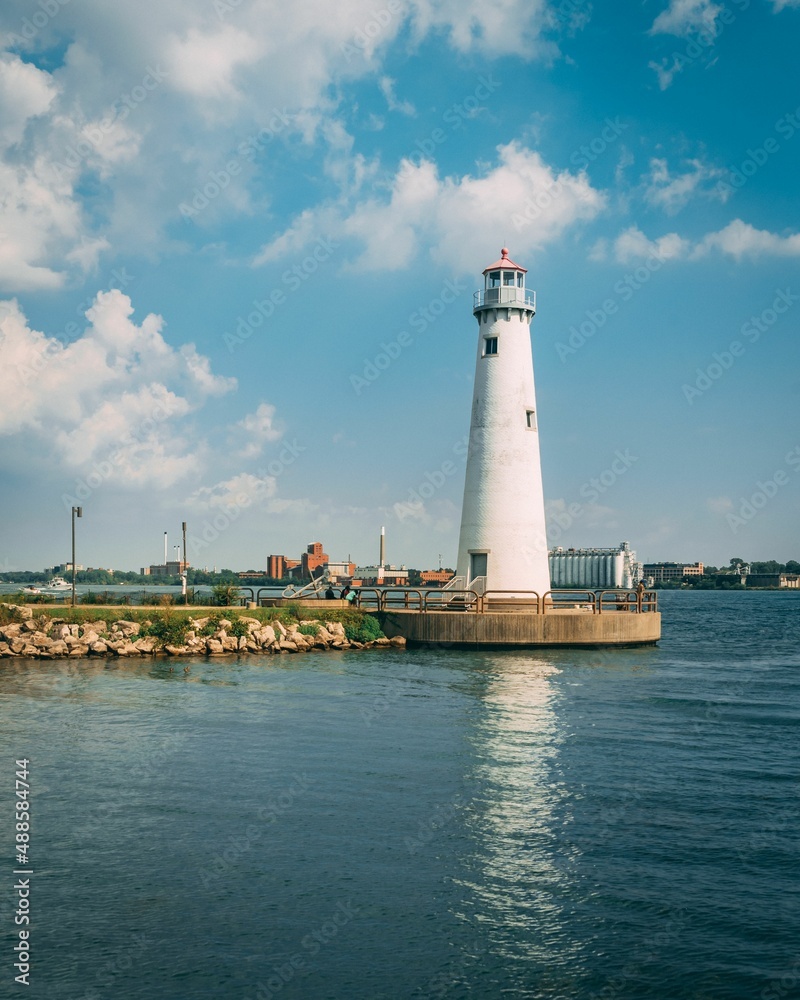 The Milliken State Park Lighthouse, in Detroit, Michigan