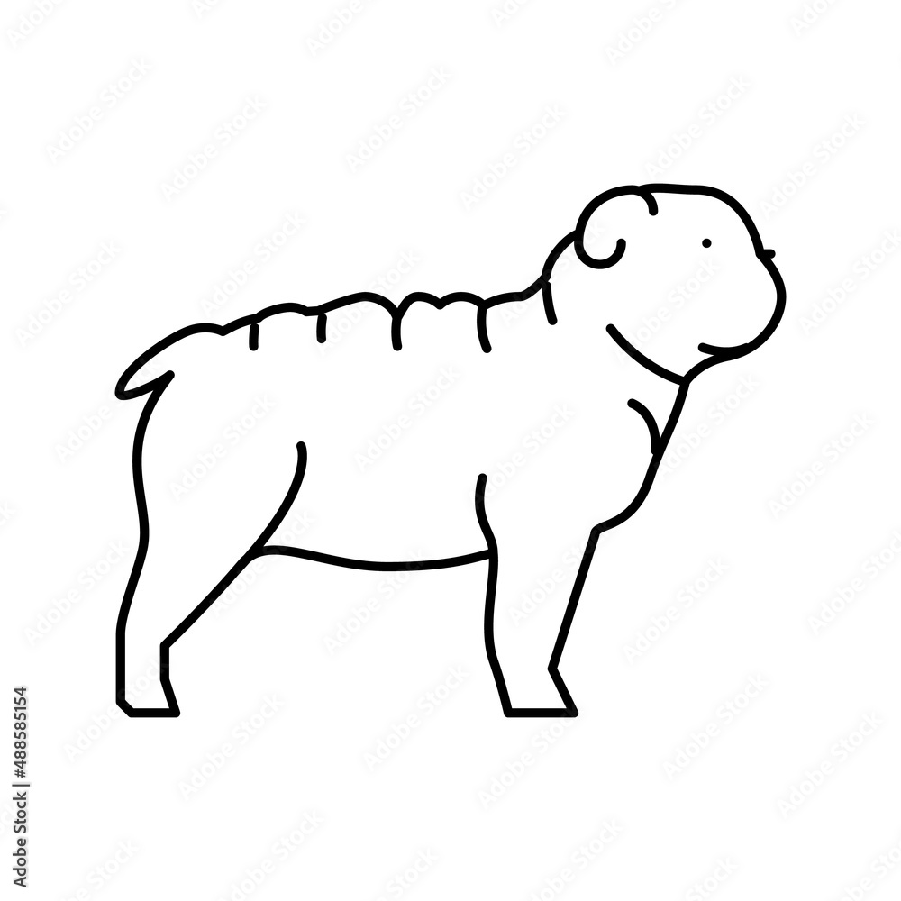 bulldog dog line icon vector illustration