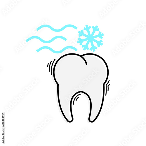 tooth icon with sensitive problem on white background.
