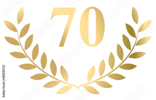 Gold laurel wreath 70 vector isolated on a white background	
