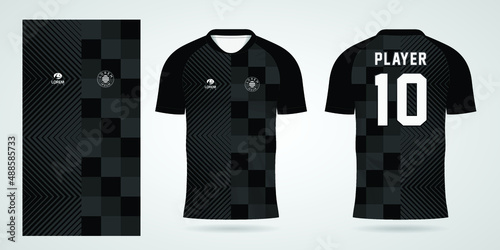 black sports shirt jersey design template