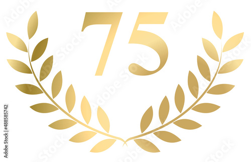 Gold laurel wreath 75 vector isolated on a white background	
