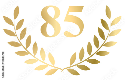 Gold laurel wreath 85 vector isolated on a white background	
