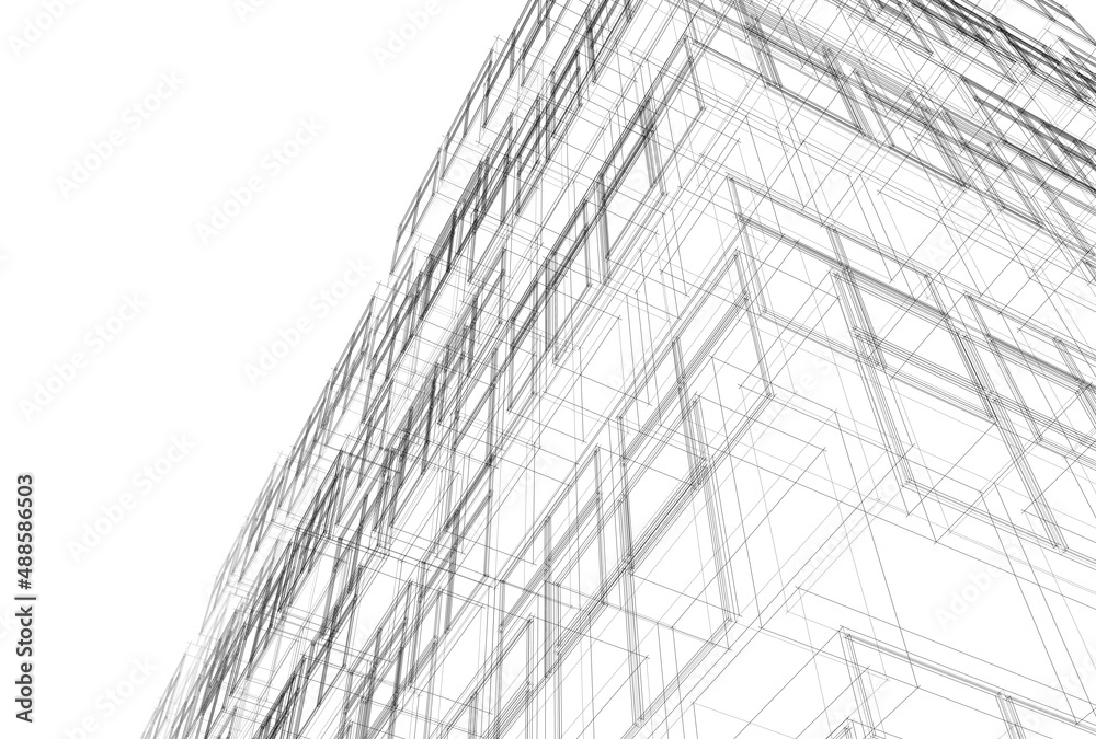 Obraz premium Modern architecture building 3d illustration