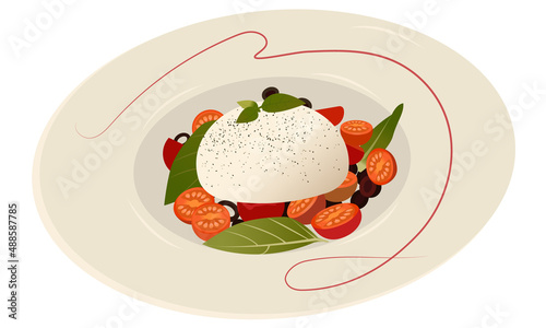 Caprese dish isolated vector illustration for design 