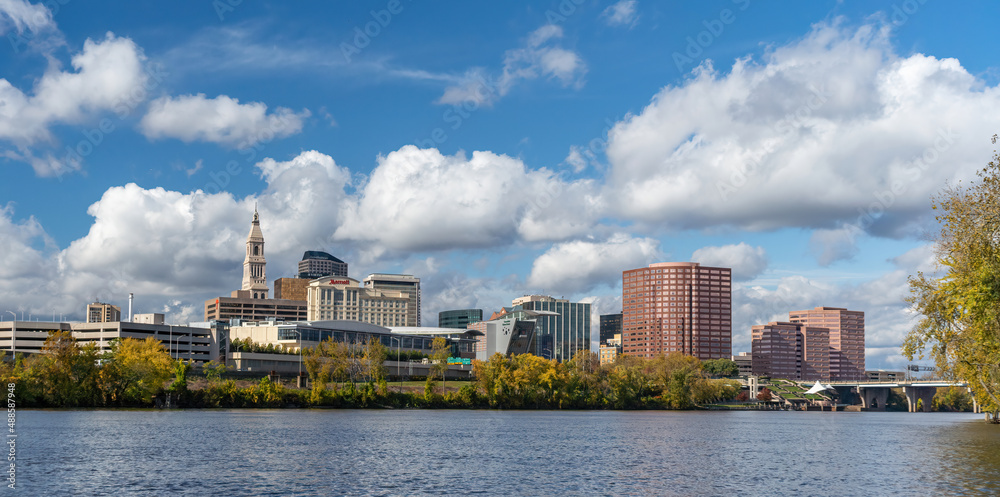 Hartford Connecticut skyline in the Fall
