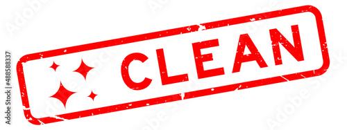 Grunge red clean word with blink icon rubber seal stamp on white background