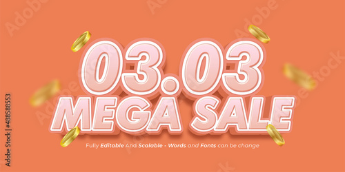 Mega sale in sales promo at 03.03 sale in 3d style number