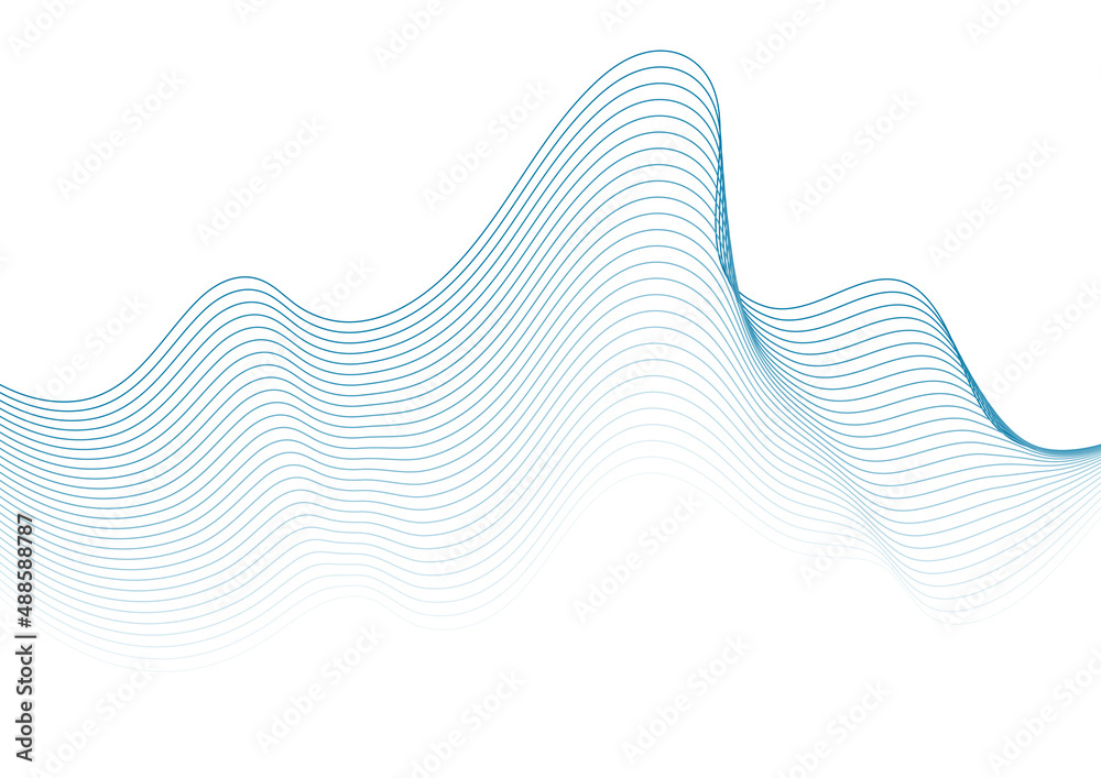 Blue minimal wavy lines abstract elegant background. Vector design