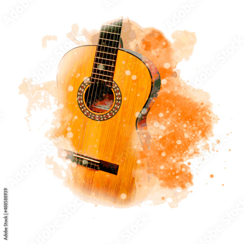 Guitar music illustration with abstract effects.