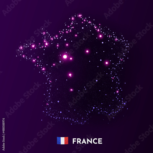 France map made of stars and dots. Globalization concept. Space view.