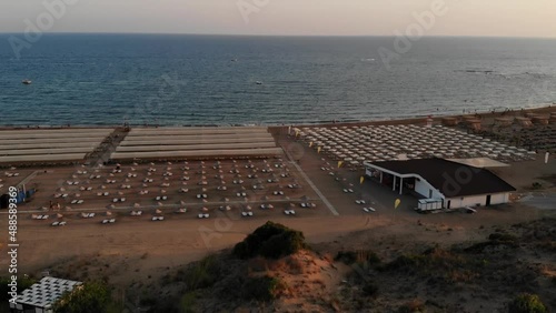 aerial photography sunset beach sea evening