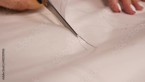 scissors cut paper fingers line