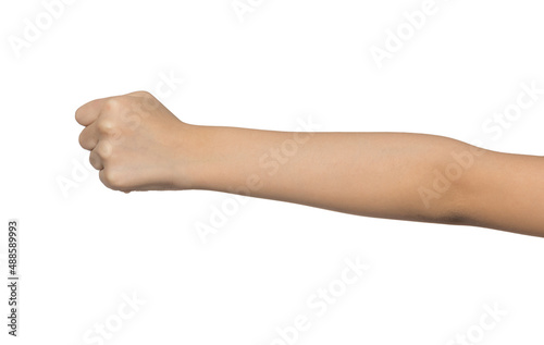 Baby hand showing sign with white background
