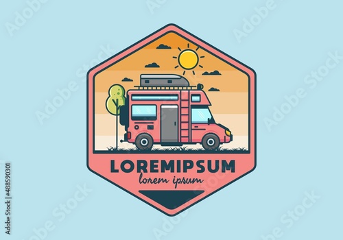 Motorhome with roof box flat illustration