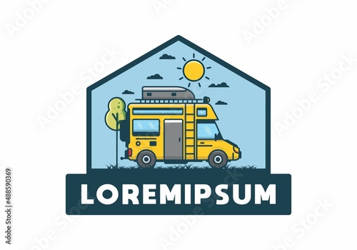 Motorhome with roof box flat illustration