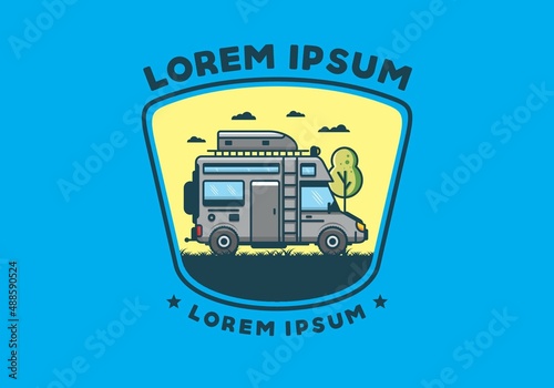 Motorhome with roof box flat illustration