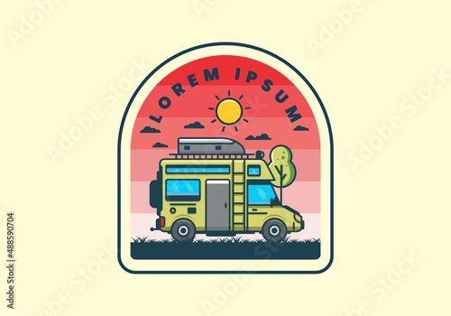 Motorhome with roof box flat illustration