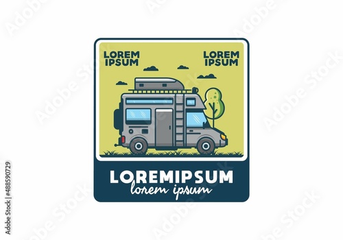 Motorhome with roof box flat illustration