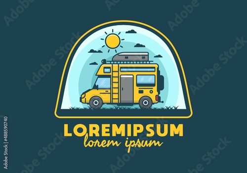 Motorhome with roof box flat illustration