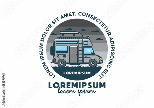 Motorhome with roof box flat illustration