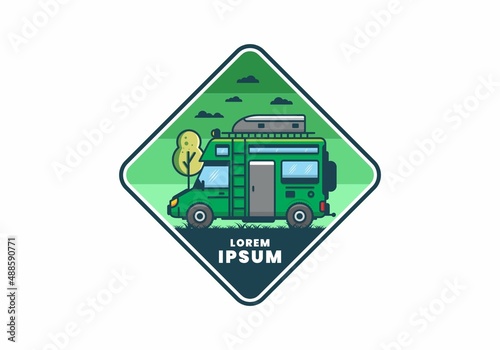 Motorhome with roof box flat illustration