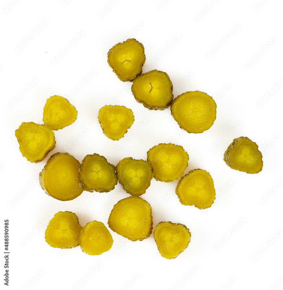 small pickled cucumbers isolated on white background small pickled cucumbers isolated on white background