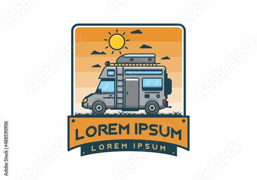 Motorhome with roof box flat illustration