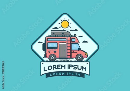 Motorhome with roof box flat illustration