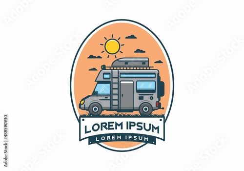 Motorhome with roof box flat illustration