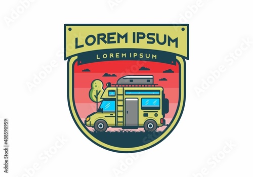 Motorhome with roof box flat illustration