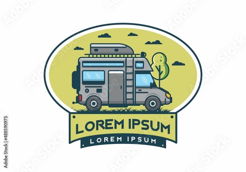 Motorhome with roof box flat illustration