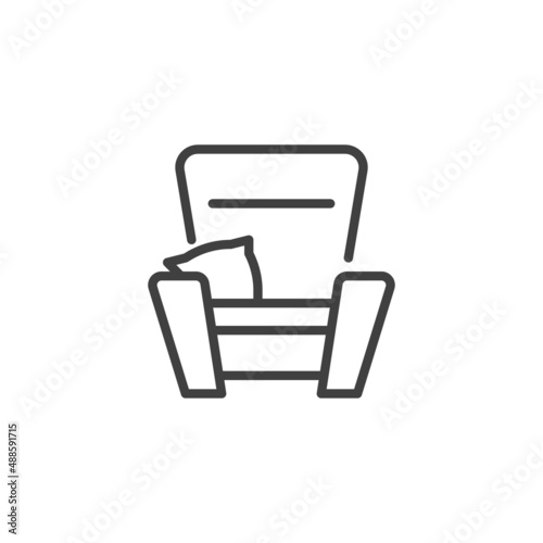 Armchair with cushion line icon