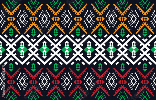 Ethnic abstract fabric. Seamless pattern in tribal, African wax print kitenge floral motifs vector. Aztec geometric art ornament.Design for carpet, wallpaper, clothing, wrapping, fabric, cover, dress photo